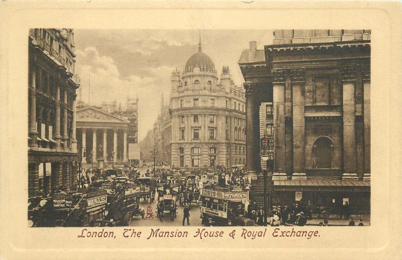 England London Raphael Tuck Sepia Post card The Mansion House and Royal Exchange