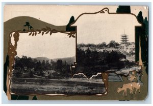 Nara Japan Postcard Looking Over Deer Park From Nara Hotel c1910 Multiview