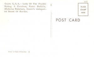 Lady of the Pacific Riding a Caraboo Guam Unused 