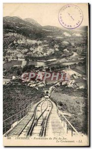 Old Postcard Lourdes Funiculaire du Pic du Jer Crossing