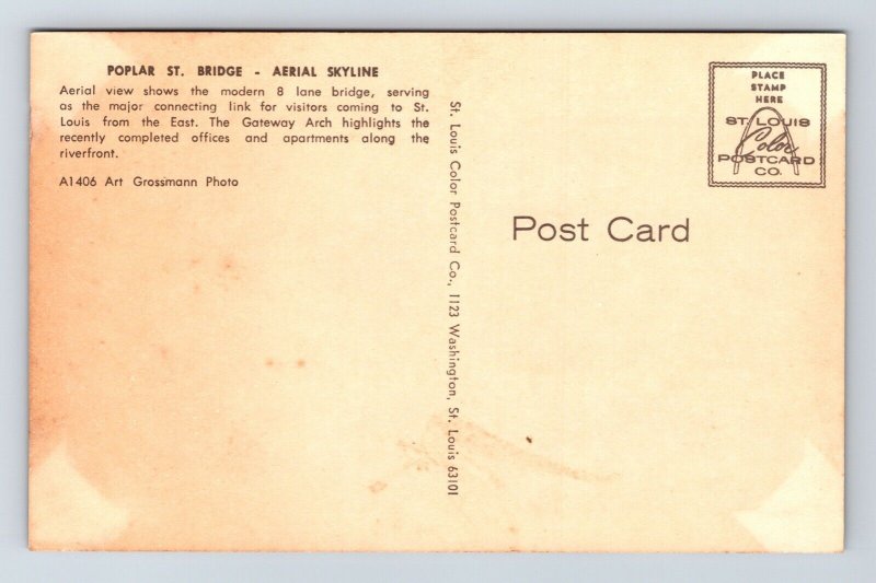 St Bridge Aerial Skyline View St Louis E Gateway Arch Riverfront MO Postcard UNP 