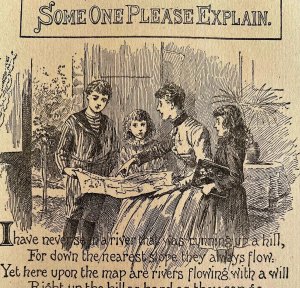 Someone Please Explain Poem 1892 Victorian Art Woodcut Printing Ephemera DWY10B