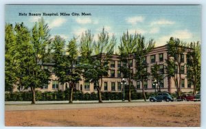 MILES CITY, Montana MT ~ HOLY ROSARY HOSPITAL Custer County 1940s Linen Postcard