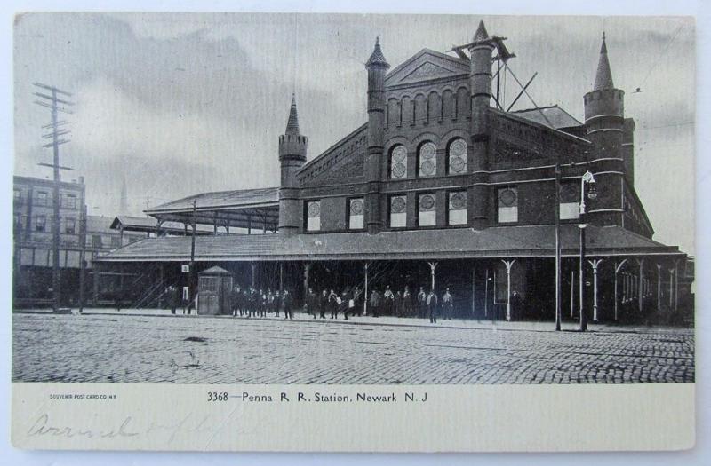 VINTAGE 1906 UNDIVIDED POSTCARD PENNA R.R. STATION NEWARK NJ railroad railway