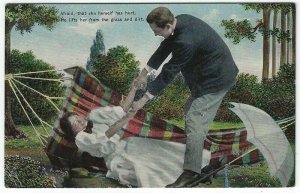(2) Vintage Comic Postcards,  A Little Romantic Fun in The Hammock