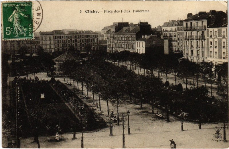 CPA Clichy Place des Fetes panorama (1314160)