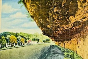Vintage Postcard Missouri Overhanging Bluffs Joplin Fence US 71 Noel Prize Drive