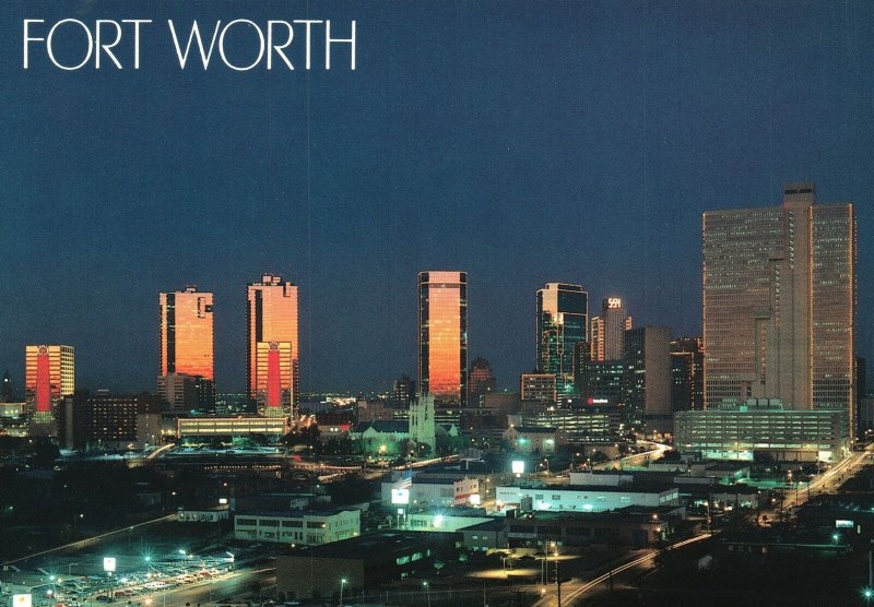 Postcard Night Skyline Military Post By Major Ripley Arnold Fort Worth Texas TX