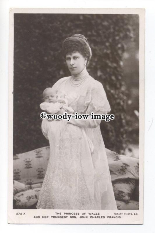 r0987 - Princess of Wales later Queen Mary with son Prince John - postcard