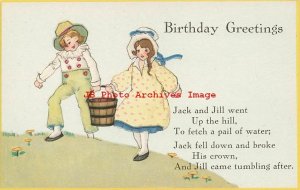 6 Postcards, Birthday Greetings with Nursery Rhymes, Little Bo Peep-Jack & Jill