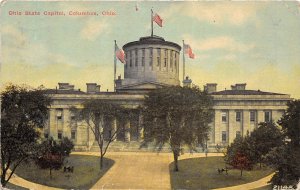 Columbus Ohio 1911Postcard State Capitol Three Flags