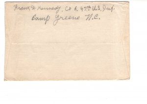 Cover, Camp Greene North Carolina to Williamstown, Vermont, Used 1918