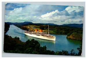 Vintage 1960's Postcard Passenger Ship Pacifico Entering the Panama Canal