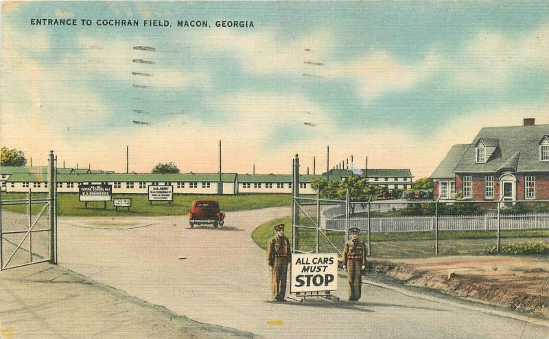 Postcard Georgia Macon Entrance Cochran 1941 Military Field Service News 23-4572