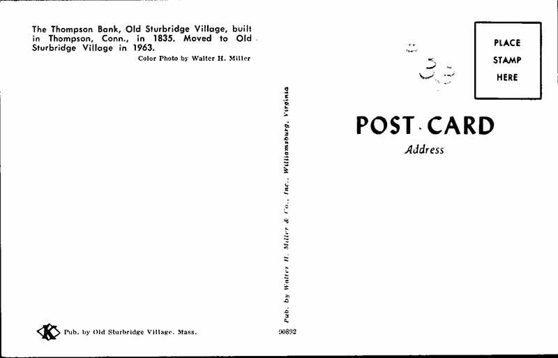 Postcard BANK SCENE Thompson Connecticut CT AN7030