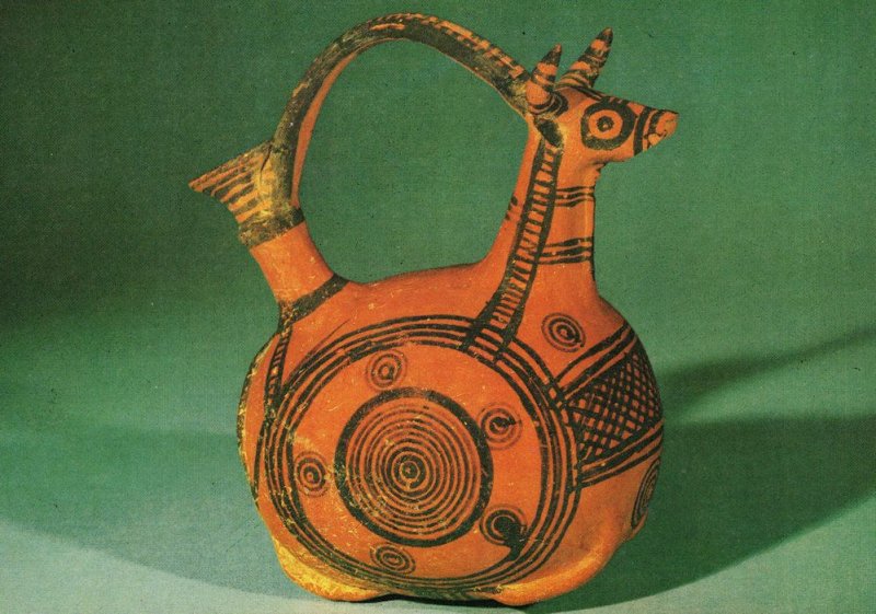 Ox Shaped Oil Flask Kourion Cyprus Pottery Museum Postcard