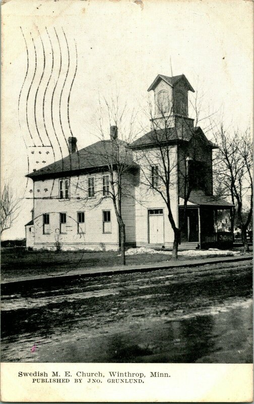 Vtg Postcard 1911 Swedish Methodist Episcopal Church - Winthrop MN