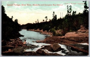Postcard Georgian Bay c1910s Short Portage Moon River Scenic View by J. W. Bald