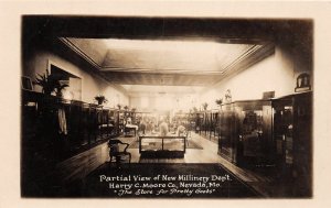 H96/ Nevada Missouri RPPC Postcard c1910 Interior Millinery Moore Store 72