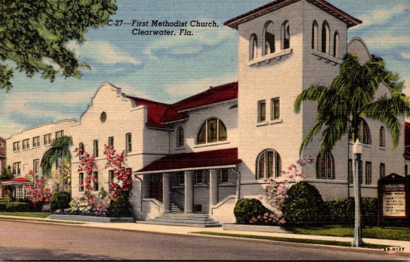 Florida Clearwater First Methodist Church 1954 Curteich