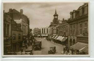 Market Place Street Scene Nuneaton Warwickshire England UK 1940s RPPC postcard