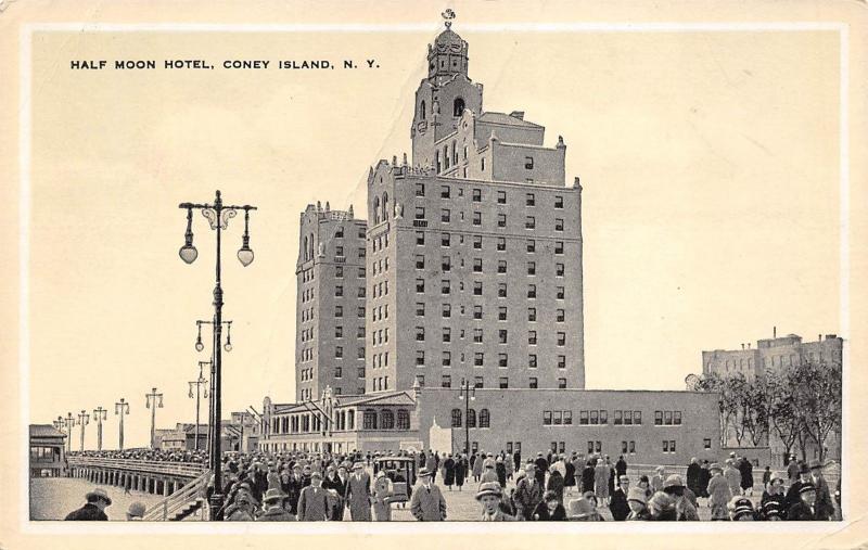 Coney Island New York c1927 Postcard Half Moon Hotel 