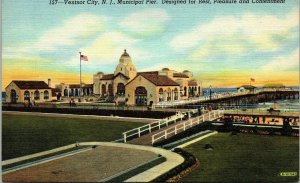 Ventnor City New Jersey NJ Municipal Pier Linen Postcard Curtiech VTG UNP 