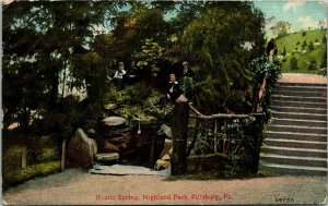 Rustic Spring Highland Park Pittsburg PA Pennsylvania Antique Postcard DB PM WOB 