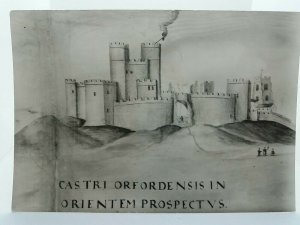 Orford Castle Suffolk Reproduced from Nordens Survey c1600 Vintage RP Postcard