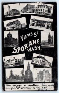 SPOKANE, WA Washington ~ Views of SPOKANE BUILDINGS 1906  Postcard