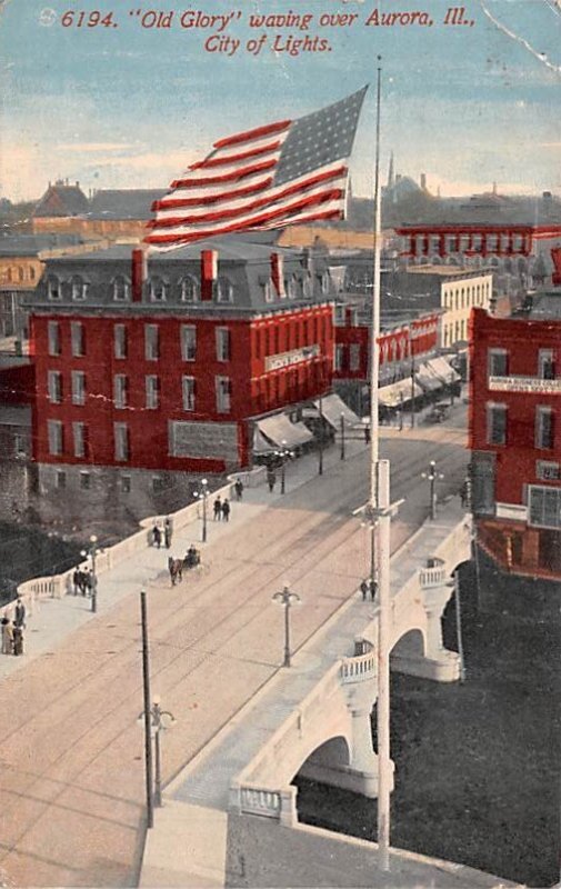 Old Glory Aurora, Illinois, USA Postal Used Unknown 