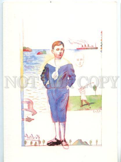 154680  GOLF Boy by Goro SASAKI Old postcard