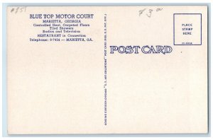 c1940's Blue Top Motor Court Roadside Marietta Georgia GA Vintage Postcard