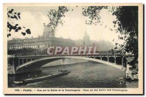 Old Postcard Paris View of the Seine and the Conciergerie