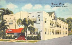 HOTEL SEVILLA ST. PETERSBURG FLORIDA POSTCARD (c. 1940s)