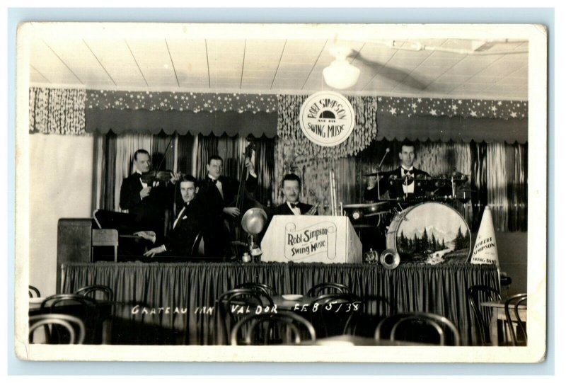 c1940's Robert Simpson Swing Band Photo Valdor Quebec Canada RPPC Postcard 