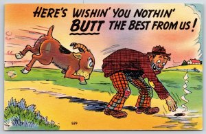 Here's Wishin' You Nothing But The Best From Us! Angry Goat Comic Postcard