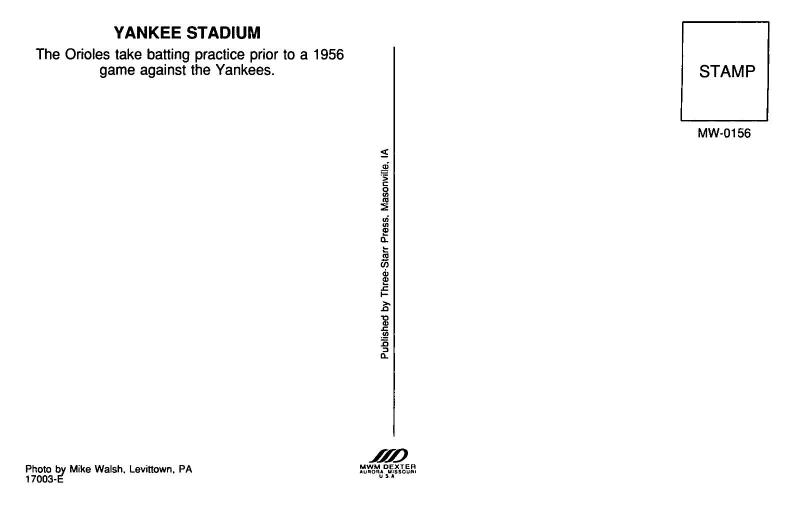 The Baltimore Orioles Taking Batting Practice Before A 1956 Yankee Game Postcard