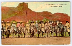 Golden Colorado CO~Familiar Scene at Castle Rock~1915 POSTCARD