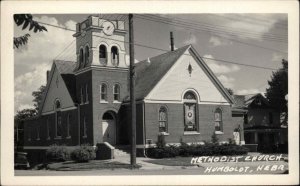 Humboldt Nebraska NE Methodist Church Real Photo Vintage Postcard