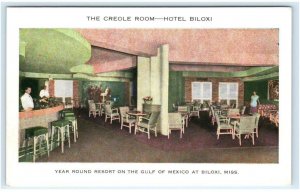 BILOXI, MS Mississippi ~ Roadside Hotel Biloxi CREOLE ROOM c1940s Postcard