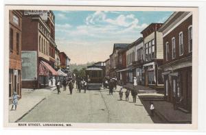 Main Street Streetcar Lonaconing Maryland 1920c postcard