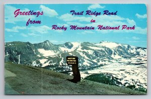 Greetings From Trail Ridge Road Rocky Mountain National Park Colorado Sign