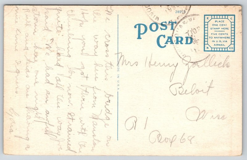 Mauston Wisconsin~Electric Power House Bldg~Dam Falls~Bridge~c1910 Postcard