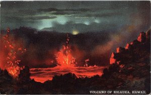 Kilauea Volcano Hawaii National Park Lava Flow Eruption Postcard c1915