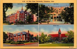 Vtg Columbus OH Ohio State University Mack Neil Pomerene Orton Hall Postcard