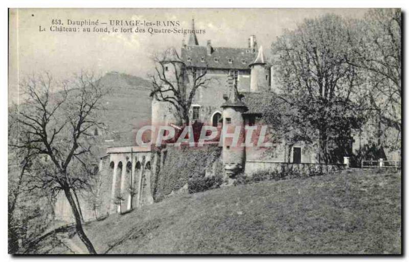 Uriage les Bains Old Postcard The castle in the background Fort Four Lords