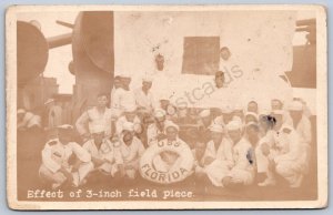 K46/ U.S.S. Florida RPPC Postcard c1915 Navy Battleship Sailor Life Ring 136