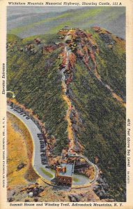 Summit House Winding Trail Whiteface Highway Adirondack Mountains linen postcard