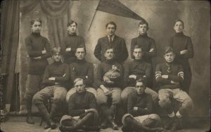 Football Team Black Rock Jr. Pennant - Connecticut? Real Photo Postcard c1910